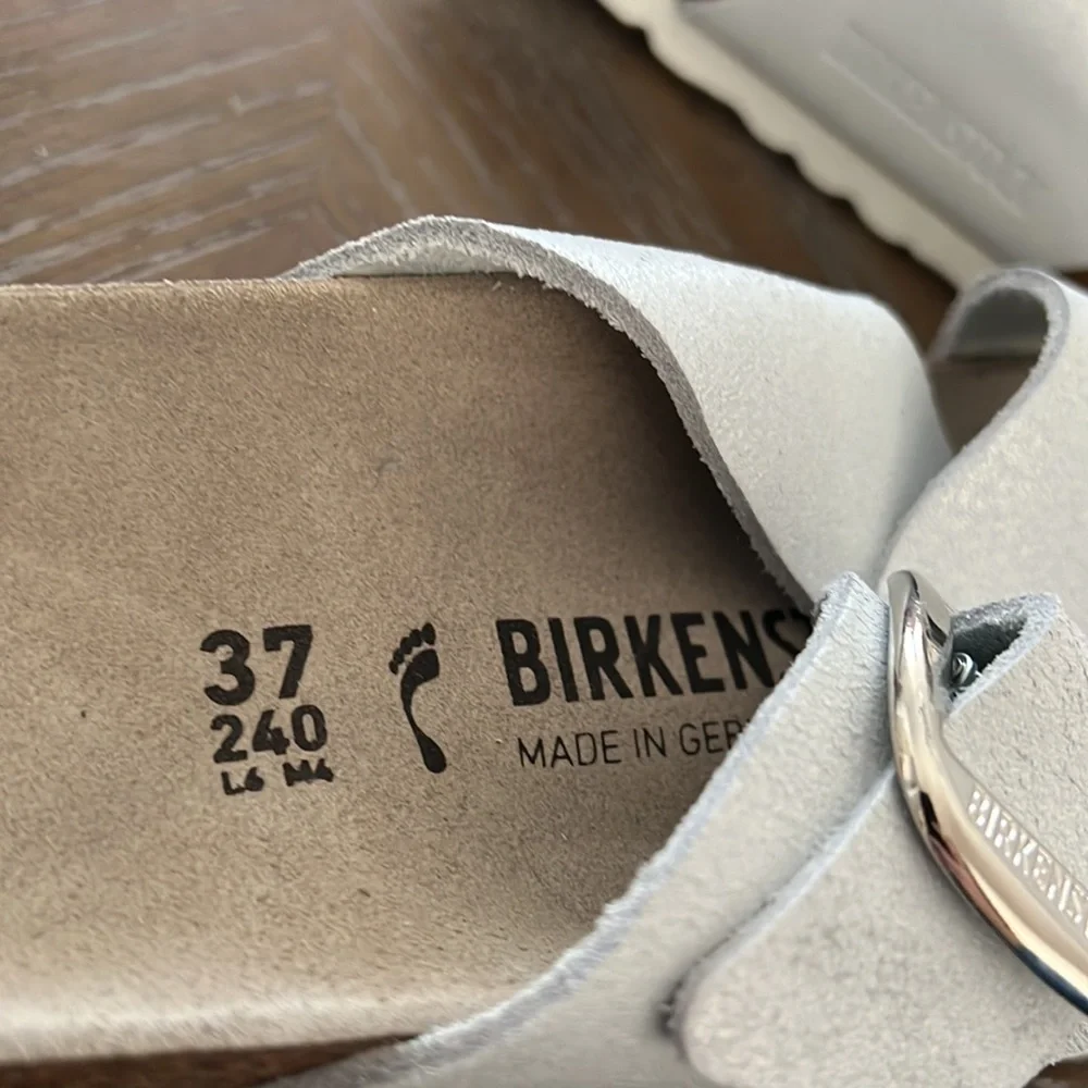 Birkenstock Siena Washed White Metallic Big Buckle Sandal - Picture 7 of 9